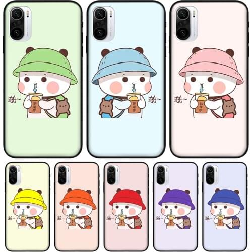 Phone Case For Xiaomi Mi 11 10 Lite 10T Pro Case Cartoon milk tea bear Cover Redmi Note 9 8 K40 K30 Pro fashion Cases