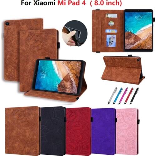 Case for Xiaomi Mi Pad 4 Case 8.0 Cover 8.0 inch Embossed PU Leather Wallet Stand Tablet Funda For Xiaomi Mi Pad 4 Case Capa 8