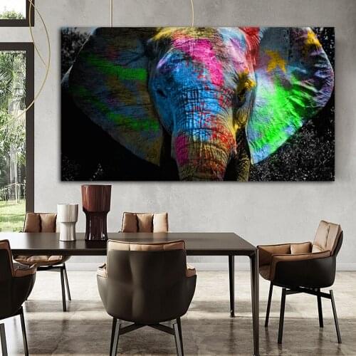 CHENFART High Quality Colorful African Elephant Animal Painting Oil Painting Canvas Wall Art Pictures For Living Room Bedroom