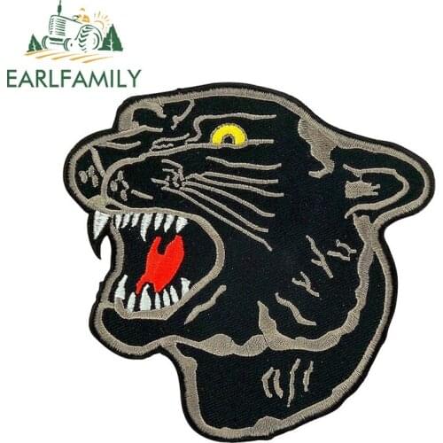 EARLFAMILY 13cm x 13cm Car Styling Panther Head Car Sticker Ricamate Termoadesiva Pantera Biker Bumper Window Car Accessories