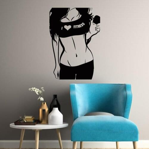 Fitness Wall Stickers Sexy Girl Vinyl Wall Decal Sexy Sports Woman Diet Home Gym Inspirational Stickers Art Mural N273