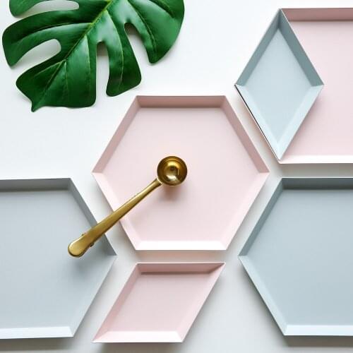 Northern Europe Creative Stainless Steel Geometric Plate Domestic Dish Metal Fruit Western