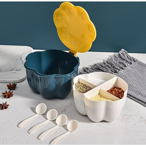 Creative Cats Paw Style Seasoning Box Household Kitchen Storage Seasoning Box Press Type Integrated Multi Grid Seasoning Pot