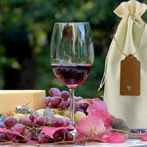 MLGB Burlap Wine Bags Wine Gift Bags with Drawstrings Single Reusable Wine Bottle Covers with Ropes and Tags