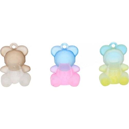 Resin Cute Gradient Color Bear Charm Kawaii Girls Animal Bear Pendant DIY Making Earring Necklace Hair Jewelry Accessories