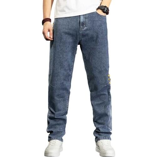Spring Summer Fashion Denim Men Casual Loose Baggy Trousers Straight Hiphop Jeans Streetwear Plus Size Clothing