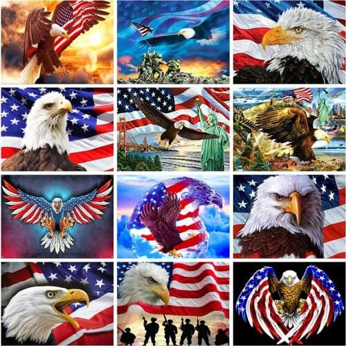 Diamond Painting Kits Full Round With AB Drill Eagle Flag 5D DIY Animal Cross Stitch Kit Home Decor Gift Diamond Art Painting