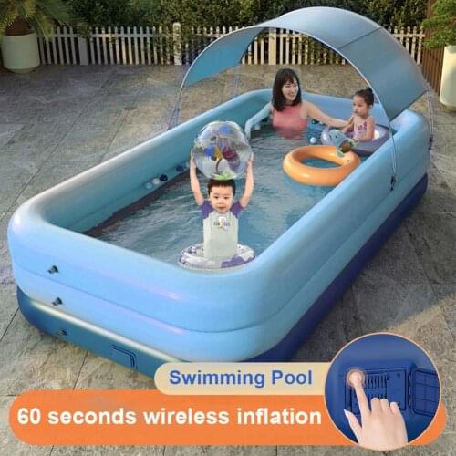 New wireless automatic inflatable swimming pool Large outdoor PVC plastic pool baby children home swimming 60s Fast inflation
