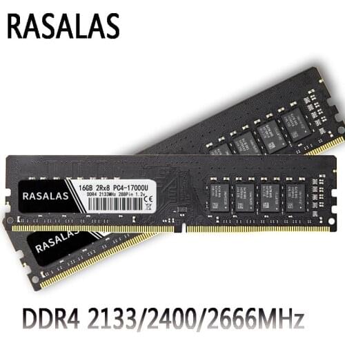Rasalas 4GB 8GB 16G Oперативная Nамять DDR4 2133 2400Mhz PC4L 10600U 21300U 1.2 v Desktop PC RAM 288 Pin Black Memory