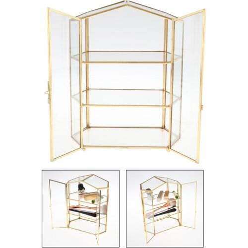 Makeup Organiser Glass Makeup Brushes Holder with Gold Trim for Dressing Table