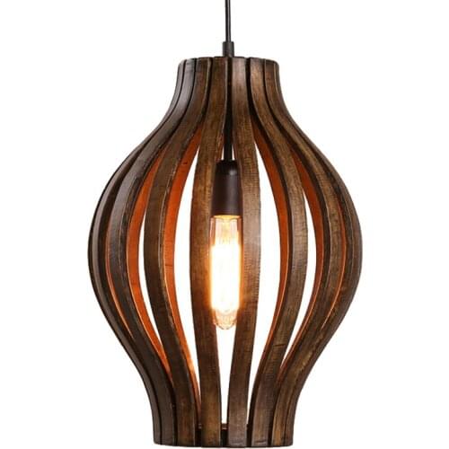 Southeast Asia Solid Wood Pendant Lights Theme Dining Room Solid Wood Lamp Living Room Bar Retro Hanging Lights Art Fixtures