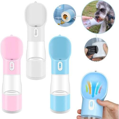 Portable Pet Dog Water Bottle Multifunction Dog Food Water Feeder Dog Poop Bag Travel Outdoor Water Dispenser Feeder Pet Product