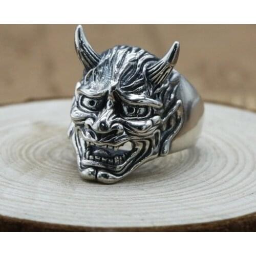 925 sterling silver Jewelry Punk Rock Vintage Skull Opening Ring Gift Hiphop Men Adjustable Ring