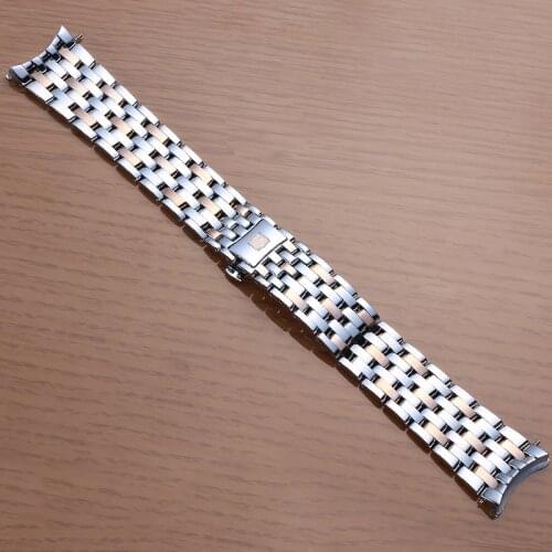 316L Soid Stainless Steel Watch Band For Omega De VILLE Prestige Arc Mouth Butterfly Buckle Strap Mans Watch Chains 19 20mm