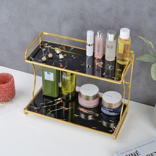 Nordic Luxury Makeup Organizer Jewelry Lipstick Perfume Storage Tray Large-Capacity Cosmetic Storage Box Desktop Finishing Shelf