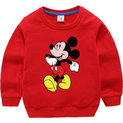 Disney Mickey Printed Sweatshirt Spring and Autumn Pure Color Cartoon Pure Cotton Childrens Sweatshirt