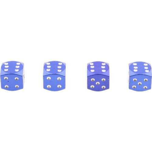 4pcs Universal Aluminum Alloy Anti-corrosion Blue Dice Tire Valve Caps