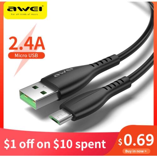 Awei USB Type C Cable Micro USB Mobile Phone Android Charger Type-C Data Cord For Huawei P40 Mate 30 Xiaomi Redmi For Cell Phone