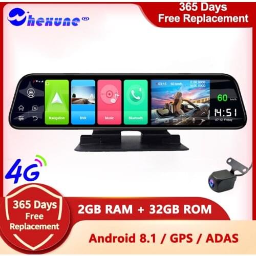 WHEXUEN 4G Android 8.1 dashcam 12" Car Rearview mirror Camera 2G RAM 32G ROM GPS Navigation ADAS AUTO video recorder WiFi DVRs