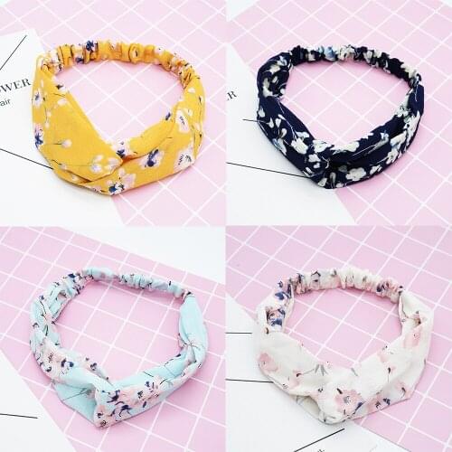 Cherry blossoms Chiffon Cross hair bands for Women sakura printing Headband Make up Headwear girls flower Hair Accessories FD12
