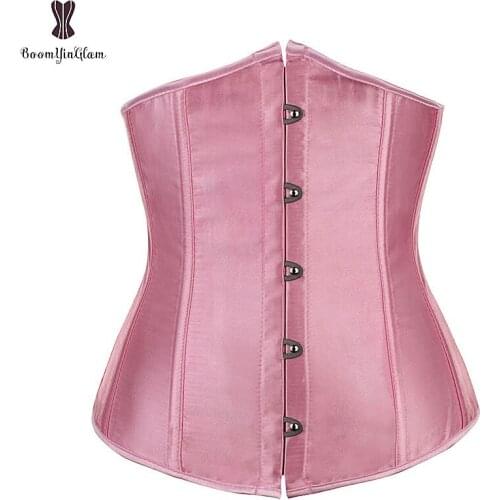 Satin Corset Top Plus Size Sexy Women Underbust Gothic Bone Shirt Corset Women Bustier 6XL Ann Chery Waist Trainer Pink Corset