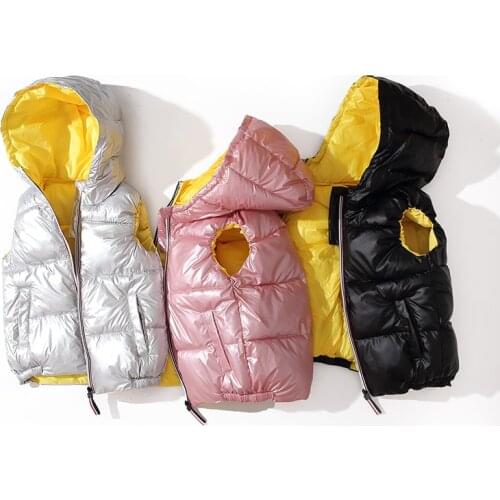 Winter Thermal Newest Waistcoat Kids Vests For Girls Children Outerwear Coats Kids Clothes Warm Hooded Cotton Down Jackets