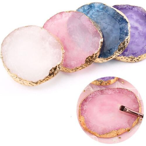 1 Pcs 8.3x9.5cm Nail Palette Resin Agate Slice Manicure Color Drawing Palette Nail Skill Practice Display Board Tool