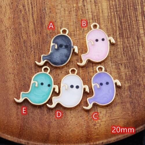 Hallween Ghost Charms for jewelry making Metal Enamel Cartoon Charm Pendant 10pcs Kawaii Ghosts Pendants DIY Accessories Finding