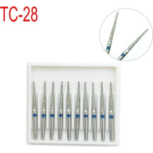 10 Pieces/box Dental High Speed Bur Diamond Polishing Tooth Drill Dentistry Equipment TC-28