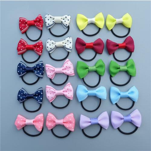 10/20Pcs/Set Candy Bow Kids Elastic Hair Bands Girls Princess Headwear Cute Children Rubber Rope Baby Hair Accessories Headdress