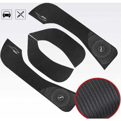 4pcs Car Door Interior Leather Kick Carbon Fiber Protective Cover Anti-kick Anti-dirty Pad Sticker For Tesla Model 3 Decoration