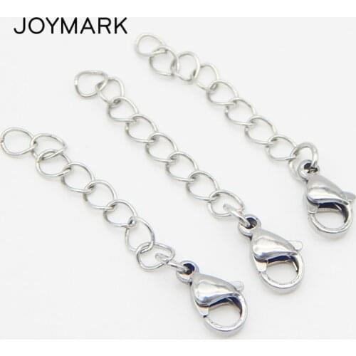 40mm-60mm 5 Sizes Stainless Steel Metal Bracelet Extender Chain End Tail Chain With Lobster Clasp DIY Jewelry Findings BXGA011