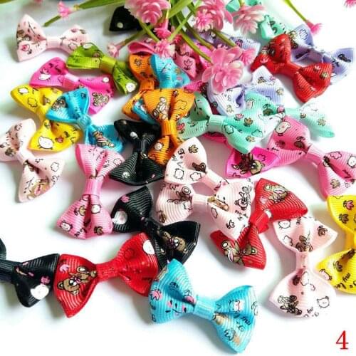 50pcs/lot Random Mixed Baby Ribbon Cotton Stripe Bowknot Hair Clips Applique DIY Craft Wedding Bow Tie Decoration 3.5x2.2cm