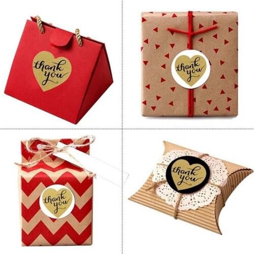18 Styles Seal Label Sticker 500Pcs/roll Kraft Paper Thanks Handmade Packaging Envelope Candy Bag Gift Box Wedding Party Sticker