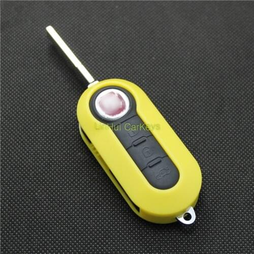 PINECONE for FIAT 500 PANDA PUNTO BRAVO Car Key Case 3 Buttons Uncut Brass Blade Remote Key Pure Yellow ABS Shell 1PC