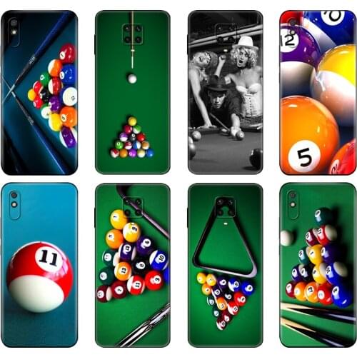Black tpu Case For Xiaomi Redmi 7A 8 8A 9 9A 9C Case Redmi Note 8T 8Pro Note9 9S 9Pro billiard ball sports Gentlemanly Printing