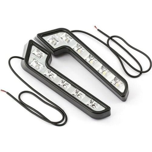 2pcs Super White 6 LED Car 12V Daytime Running Light Driving Fog Lamp L-Shaped Super Bright LED Automobiles Parts Accessories