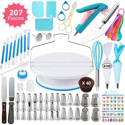 Icing Piping Nozzle Rotating Base Cake Plastic Dough Knife Decorating Cream Cakes Stand set Cake Rotary Turntable tool