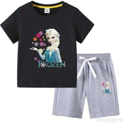 Frozen Childrens T-Shirt Summer New Foreign Trade Childrens Clothing INS Korean Version of Cotton Childrens Short Sleeve Pant