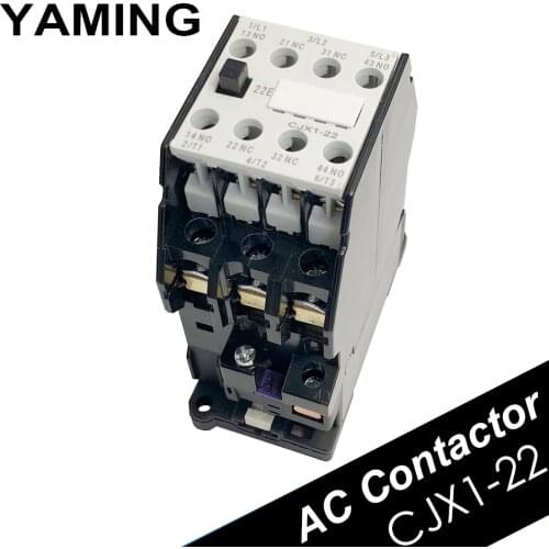 AC Contactor CJX1-22/22 3TB43 DIN Rail Mount 2NO 2NC Communication 12V/24V/36V/48V/110V/127V/220V/380V 22A Electrical 50HZ/60HZ