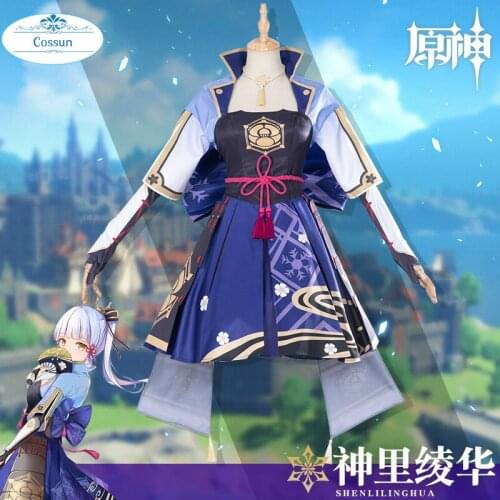 Genshin Impact Shenli Linghua Cosplay Costume Game Suit Kimono Dress Uniform Shen Li Ling Hua Halloween Party Outfit For Women
