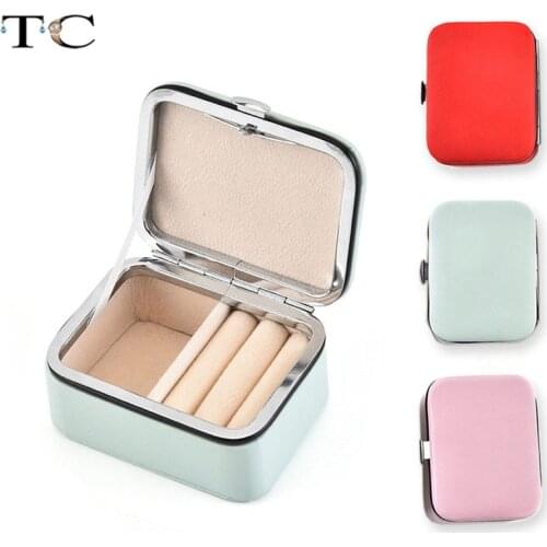 Creative Mini Jewelry Carrier Box Portable Jewelry Box Ring Earrings PU Leather Jewelry Collection Container Fashion style