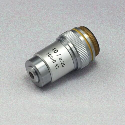 195mm Metal Microscope Objective Lens 10x N.A.0.25 For Biological Microscope