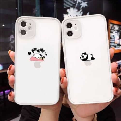 Panda Cat Dinosaur fashion Phone Case For iPhone 12 11 Mini Pro XR XS Max 7 8 Plus X Matte transparent White Cover