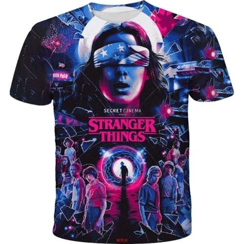 New Stranger Things T Shirt for Girls Fashion Casual Summer T-Shirt Clothing Children Baby Black Top Toddler Boy Girl Clothes
