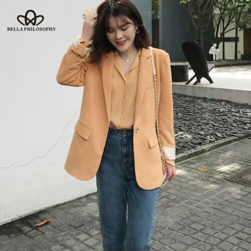 HStar 2020 Autumn New Women Solid Pocket Blazer Office Lady Single Botton Outwear Female Notch Collar Jacket