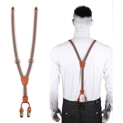 New Unisex Original Vintage Suspenders 2 Adjustable Buckles 4 Clips Design Braces Men and Women Elastic Trousers Clothing Straps