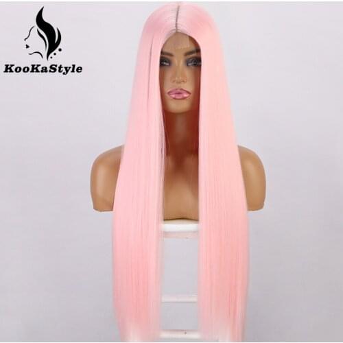 KookaStyle Synthetic Long Straight Wigs for Women Cosplay Wigs Pink/Honey Blonde Highlight Color Heat Resistant Party Wig Brizil