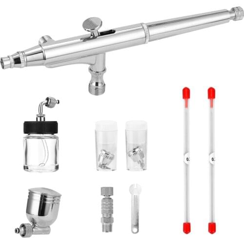 Professional Airbrush Set for Model Making Art Painting with G1/8 Adapter Wrentch 2 Fluid Cups 2Needles 2 Nozzles