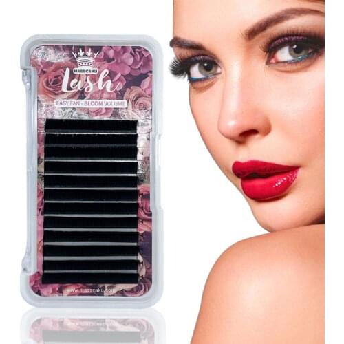 Fast Ship 12rows/case Volume Mega Easy Fanning Eyelash Extensions Soft Faux Matte Cils Volume Russial Lashes easy to work